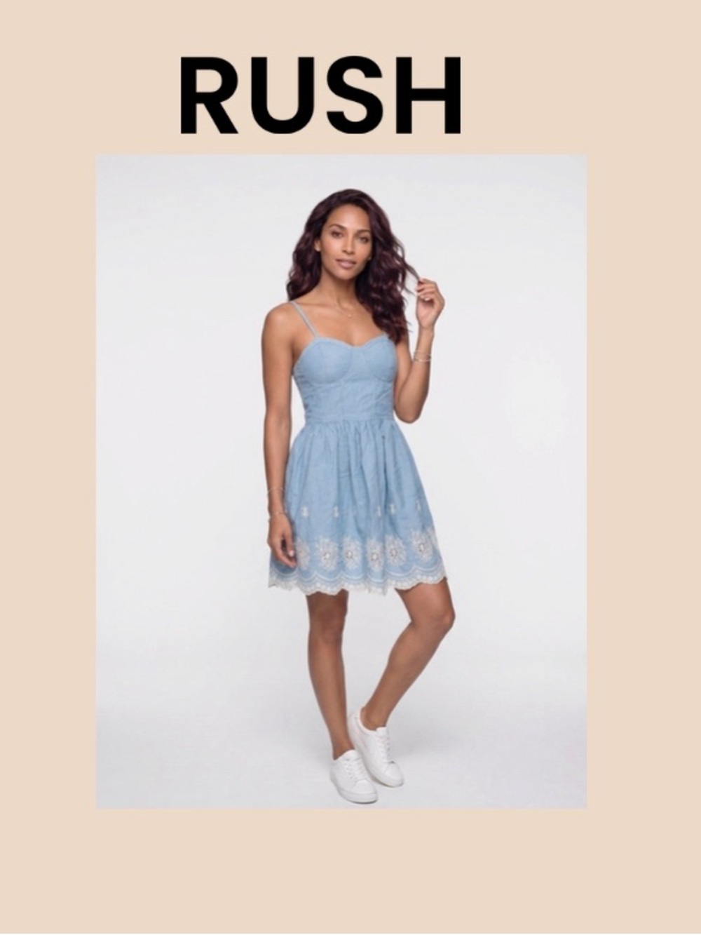 RUSH Spaghetti Strap Mini Denim Dress Size Medium